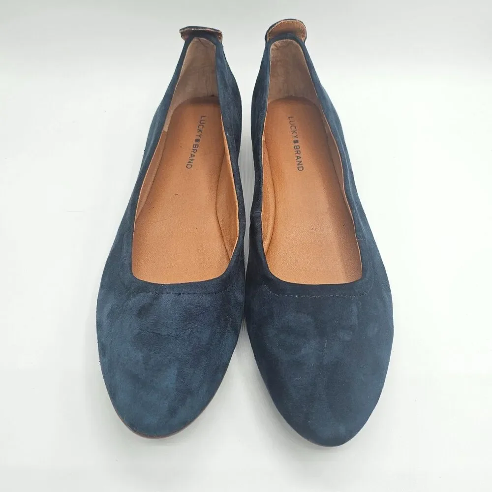 Lucky Brand Navy Suede Ballet Flats Women’s 8.5 Slip On Classic - Picture 3 of 9